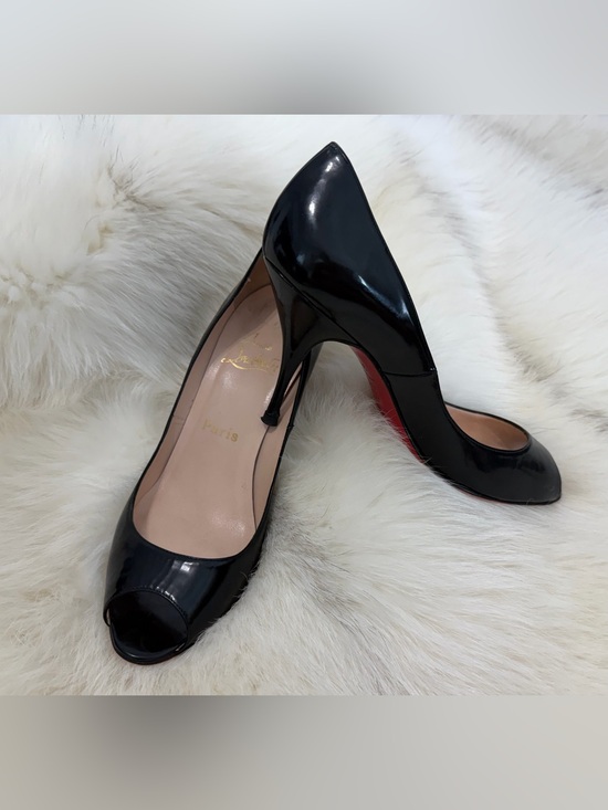 Christian Louboutin Shoes - Christian Louboutin You You Black Patent Leather Peep Toe Pumps - 38.5 WORN ONCE